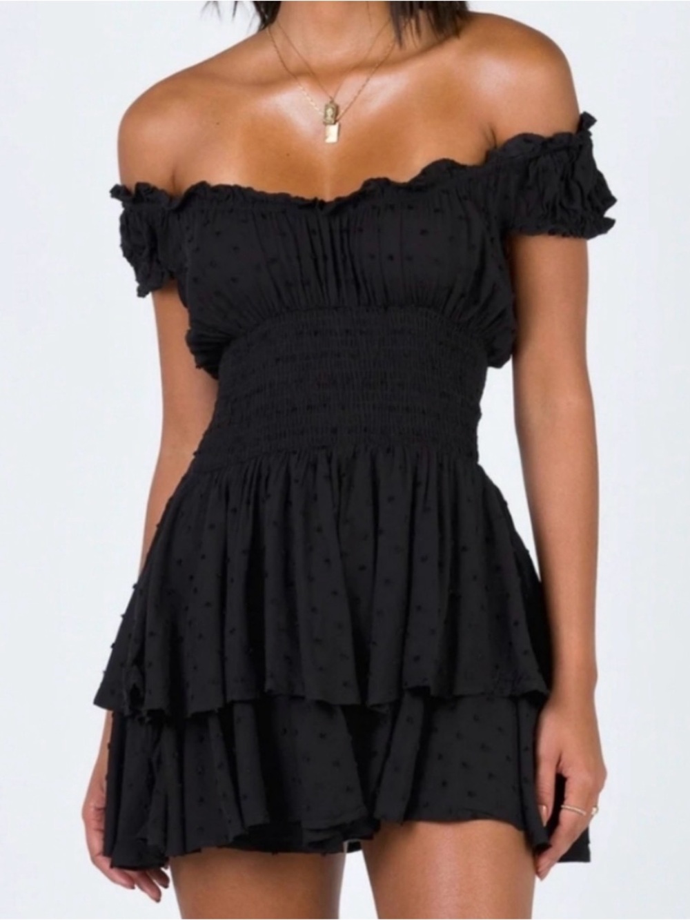 Princess Polly Black Romper Off Shoulder — The Love Galore Size 0 Festival Boho